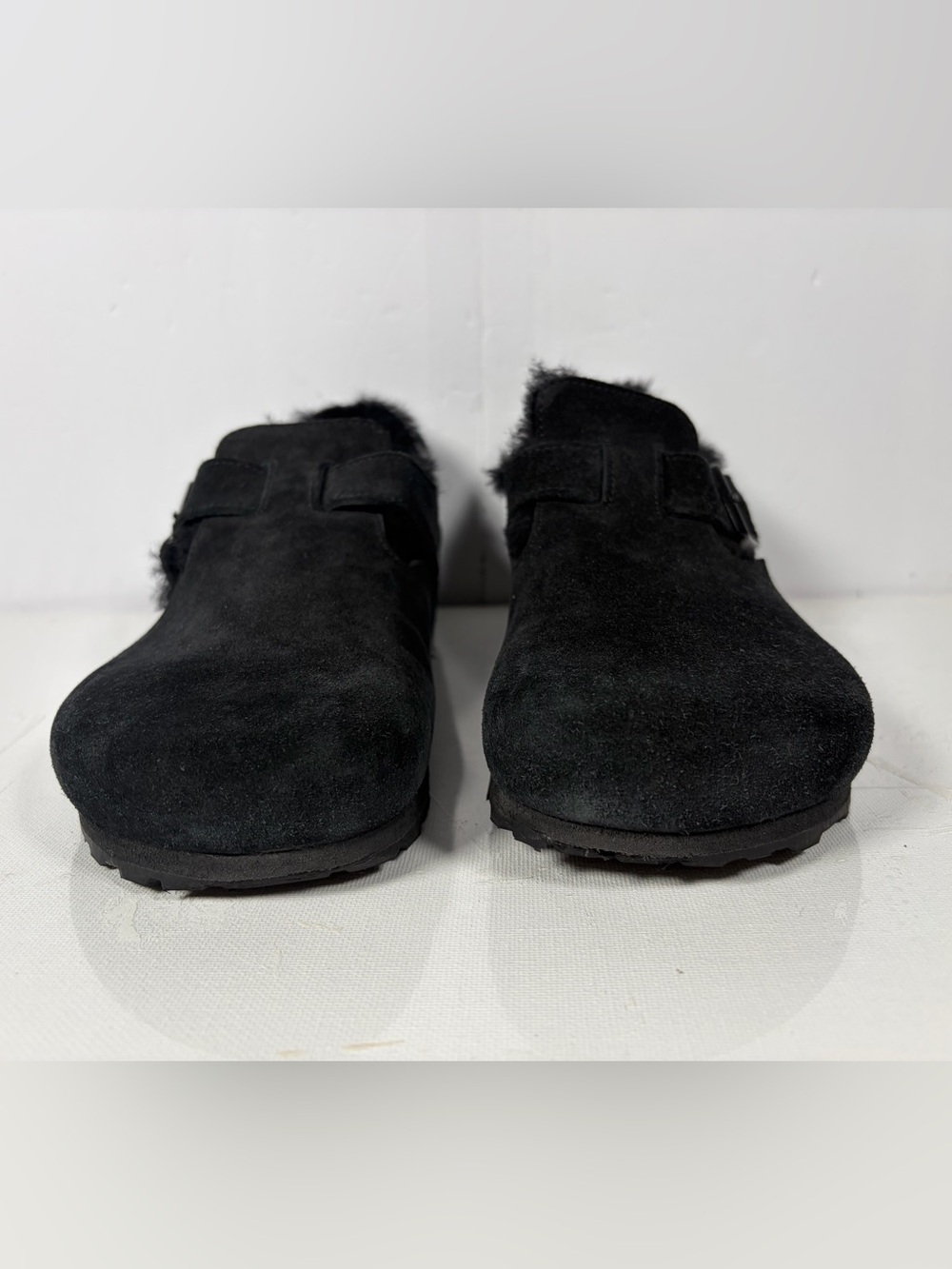 Birkenstock Boston Shearling Black Suede Clogs EU 37 US 6-6.5 Fur Lined - Picture 4 of 10